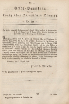 Gesetz-Sammlung für die Königlichen Preußischen Staaten. 1846, Nr. 30 (9 September)
