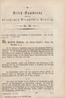 Gesetz-Sammlung für die Königlichen Preußischen Staaten. 1846, Nr. 36 (13 November)