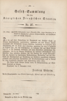 Gesetz-Sammlung für die Königlichen Preußischen Staaten. 1846, Nr. 37 (16 November)