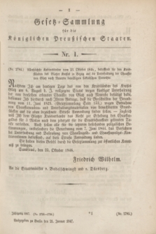 Gesetz-Sammlung für die Königlichen Preußischen Staaten. 1847, Nr. 1 (21 Januar)