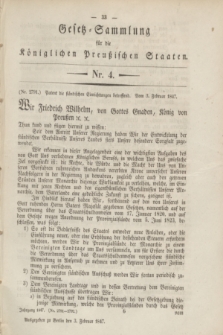 Gesetz-Sammlung für die Königlichen Preußischen Staaten. 1847, Nr. 4 (3 Februar)