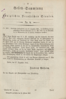 Gesetz-Sammlung für die Königlichen Preußischen Staaten. 1847, Nr. 8 (24 Februar)