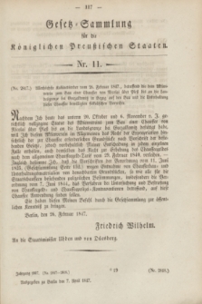 Gesetz-Sammlung für die Königlichen Preußischen Staaten. 1847, Nr. 11 (7 April)