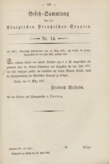 Gesetz-Sammlung für die Königlichen Preußischen Staaten. 1847, Nr. 14 (12 April) + dod.