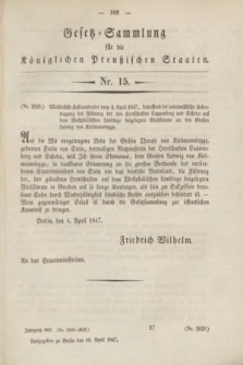 Gesetz-Sammlung für die Königlichen Preußischen Staaten. 1847, Nr. 15 (10 April) + wkładka