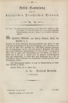 Gesetz-Sammlung für die Königlichen Preußischen Staaten. 1847, Nr. 18 (28 April)