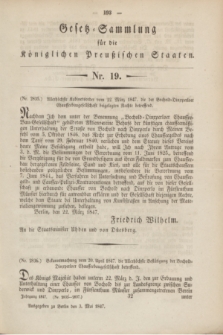 Gesetz-Sammlung für die Königlichen Preußischen Staaten. 1847, Nr. 19 (3 Mai)