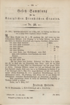 Gesetz-Sammlung für die Königlichen Preußischen Staaten. 1847, Nr. 20 (22 Mai)