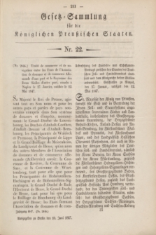 Gesetz-Sammlung für die Königlichen Preußischen Staaten. 1847, Nr. 22 (10 Juni)