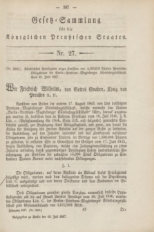 Gesetz-Sammlung für die Königlichen Preußischen Staaten. 1847, Nr. 27 (10 Juli)