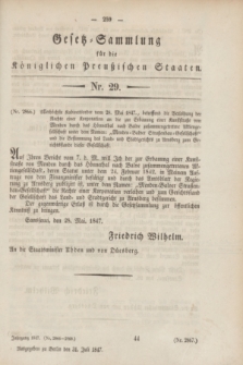 Gesetz-Sammlung für die Königlichen Preußischen Staaten. 1847, Nr. 29 (31 Juli)