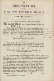 Gesetz-Sammlung für die Königlichen Preußischen Staaten. 1847, Nr. 30 (5 August)