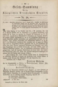 Gesetz-Sammlung für die Königlichen Preußischen Staaten. 1847, Nr. 38 (31 Oktober)