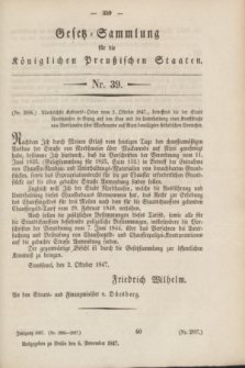 Gesetz-Sammlung für die Königlichen Preußischen Staaten. 1847, Nr. 39 (6 November)