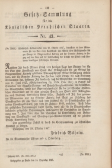Gesetz-Sammlung für die Königlichen Preußischen Staaten. 1847, Nr. 43 (16 Dezember)