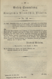 Gesetz-Sammlung für die Königlichen Preußischen Staaten. 1850, Nr. 16 (23 März)