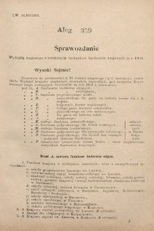 [Kadencja VIII, sesja II, al. 359] Alegata do Sprawozdań Stenograficznych z Drugiej Sesyi Ósmego Peryodu Sejmu Krajowego Królestwa Galicyi i Lodomeryi z Wielkiem Księstwem Krakowskiem z roku 1905. Alegat 359