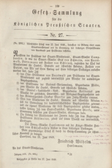 Gesetz-Sammlung für die Königlichen Preußischen Staaten. 1848, Nr. 27 (27 Juni)