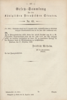 Gesetz-Sammlung für die Königlichen Preußischen Staaten. 1848, Nr. 61 (31 Dezember)