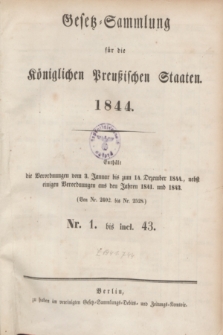 Gesetz-Sammlung für die Königlichen Preußischen Staaten. 1844, Spis treści