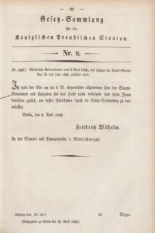 Gesetz-Sammlung für die Königlichen Preußischen Staaten. 1844, Nr. 9 (18 April) + dod.