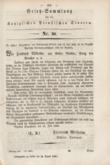Gesetz-Sammlung für die Königlichen Preußischen Staaten. 1844, Nr. 30 (20 August) + dod.