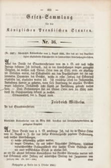 Gesetz-Sammlung für die Königlichen Preußischen Staaten. 1844, Nr. 36 (9 Oktober)