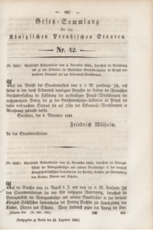 Gesetz-Sammlung für die Königlichen Preußischen Staaten. 1844, Nr. 42 (23 Dezember)
