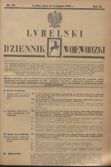Lubelski Dziennik Wojewódzki. R.9, nr 37 (12 listopada 1928)