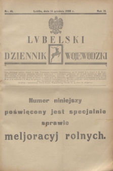 Lubelski Dziennik Wojewódzki. R.9, nr 41 (14 grudnia 1928)