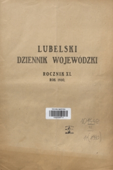 Lubelski Dziennik Wojewódzki. R.11, Skorowidz alfabetyczny do Lubelskiego Dziennika Wojewódzkiego za rok 1930