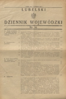 Lubelski Dziennik Wojewódzki. [R.11], nr 14 (12 kwietnia 1930)
