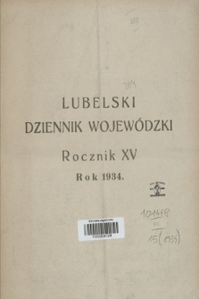 Lubelski Dziennik Wojewódzki. R.15, Skorowidz alfabetyczny za rok 1934