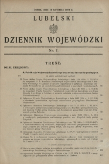 Lubelski Dziennik Wojewódzki. [R.15], nr 7 (14 kwietnia 1934)