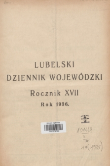 Lubelski Dziennik Wojewódzki. R.17, Skorowidz alfabetyczny za rok 1936