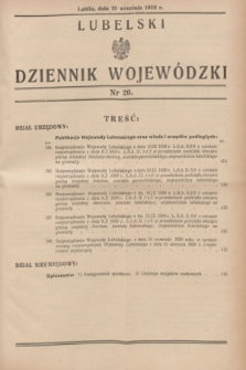 Lubelski Dziennik Wojewódzki. [R.19], nr 20 (19 września 1938)