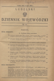 Lubelski Dziennik Wojewódzki. 1939, nr 14 (15 lipca)