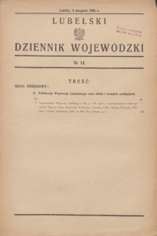 Lubelski Dziennik Wojewódzki. 1946, nr 14 (3 sierpnia)
