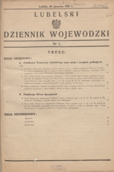 Lubelski Dziennik Wojewódzki. 1947, nr 1 (20 stycznia)