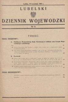 Lubelski Dziennik Wojewódzki. 1947, nr 9 (30 kwietnia)