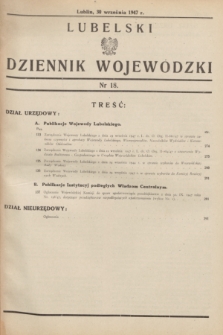 Lubelski Dziennik Wojewódzki. 1947, nr 18 (30 września)