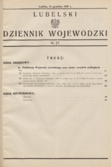 Lubelski Dziennik Wojewódzki. 1947, nr 27 (15 grudnia)