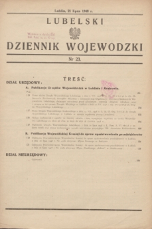 Lubelski Dziennik Wojewódzki. 1948, nr 23 (21 lipca)