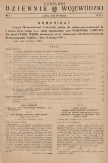 Lubelski Dziennik Wojewódzki. 1949, nr 5 (20 lutego)