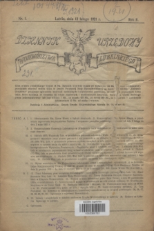 Dziennik Urzędowy Województwa Lubelskiego. R.2, nr 1 (12 lutego 1921) + dod.