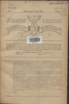 Dziennik Urzędowy Województwa Lubelskiego. R.3, nr 1 (11 marca 1922)