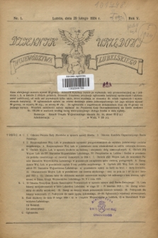 Dziennik Urzędowy Województwa Lubelskiego. R.5, nr 1 (29 lutego 1924)