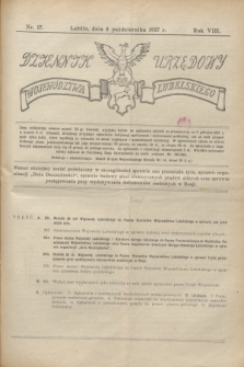 Dziennik Urzędowy Województwa Lubelskiego. R.8, nr 17 (8 października 1927)