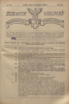 Dziennik Urzędowy Województwa Lubelskiego. R.9, nr 13 (18 kwietnia 1928)