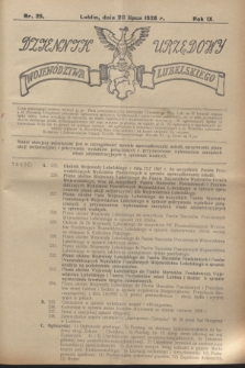 Dziennik Urzędowy Województwa Lubelskiego. R.9, nr 25 (20 lipca 1928)